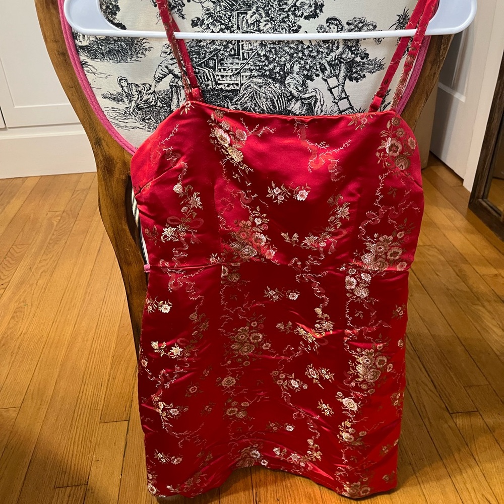 I AM GIA red embro dress